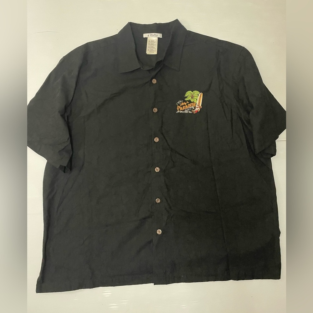 Disney Parks Black Hawaiian Camp Shirt Mickey in Paradise Embroidered Size XXL - Picture 2 of 8